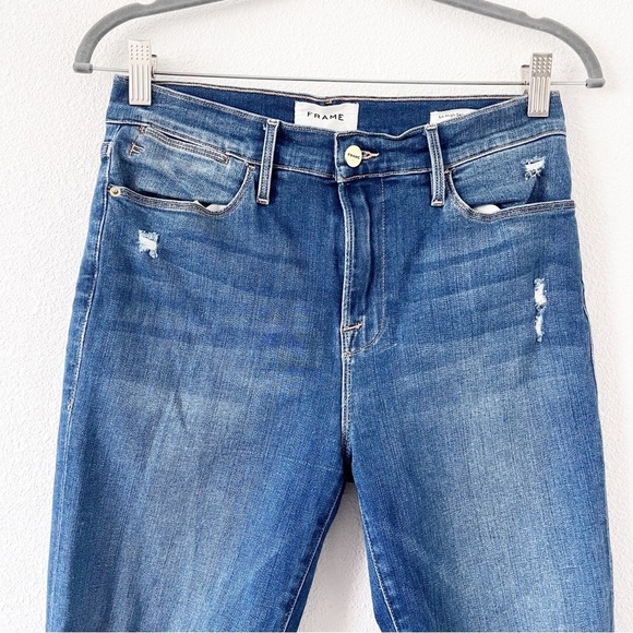 FRAME Denim Jeans Le High Skinny Crop Distressed Jeans in Gaby Wash - Picture 6 of 8